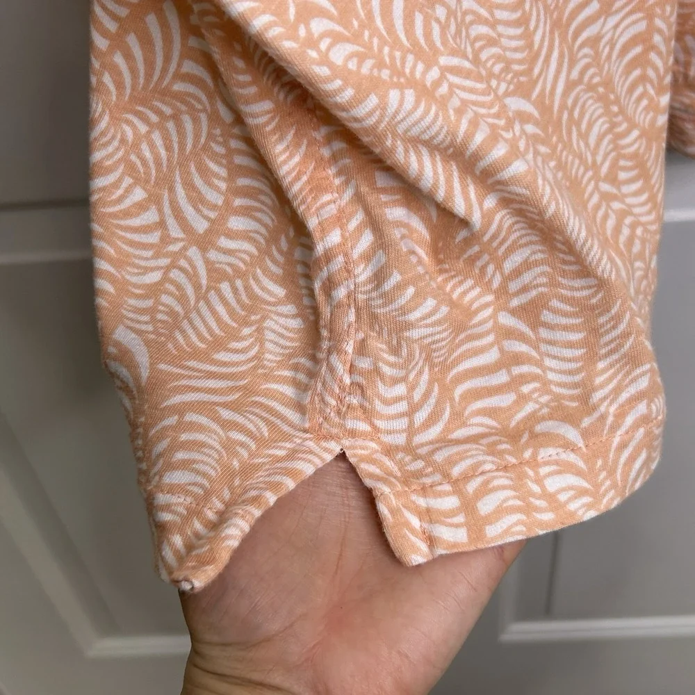 J.Crew Short Shirt Mens XL Slub Cotton Light Orange White Button Up Camp Pockets